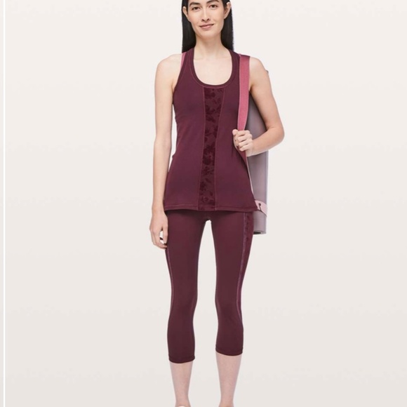 Lululemon 6 Cool Racerback Tank II Flocked Dark Adobe Burgundy Floral EUC! Rare! - Picture 3 of 5